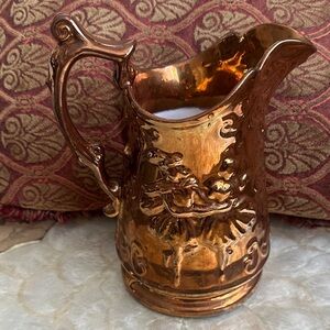 Antique Copper Lusterware Jug Pitcher 7 5/8” England